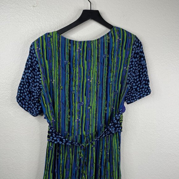 Carole Little Dress Women's Multicolor Sz 12 Short Sleeves Long Art Eclectic VTG - Picture 9 of 14